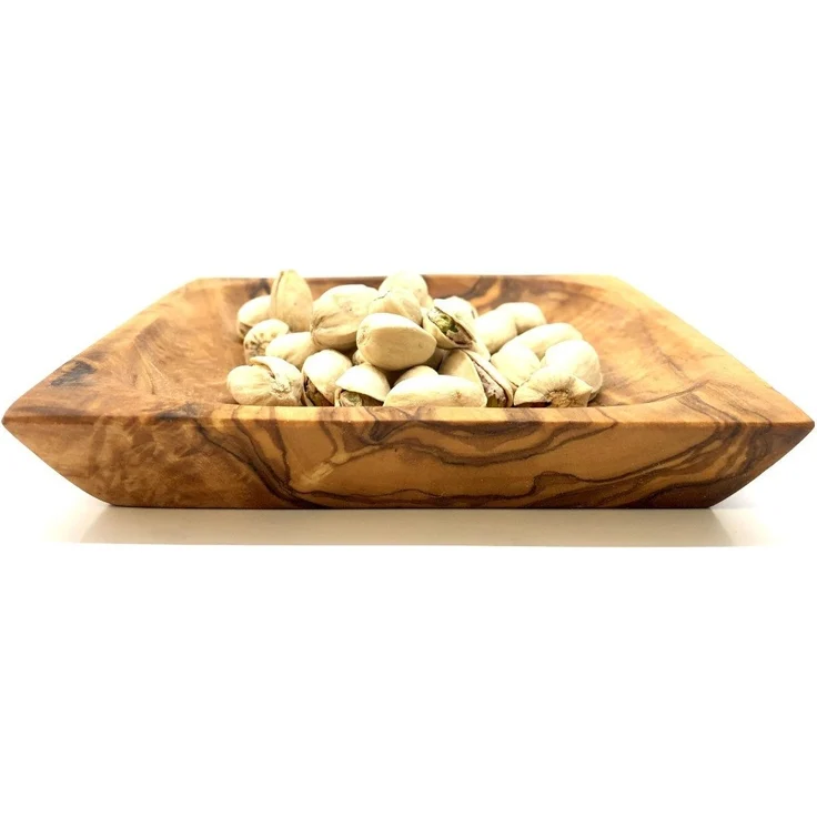 Olivenholz-erleben Servierschale Knabberschale ECKIG (ca. 13 x 13 cm) aus Olivenholz, (1-tlg), handgefertigt, schöne Maserung – Bild 2