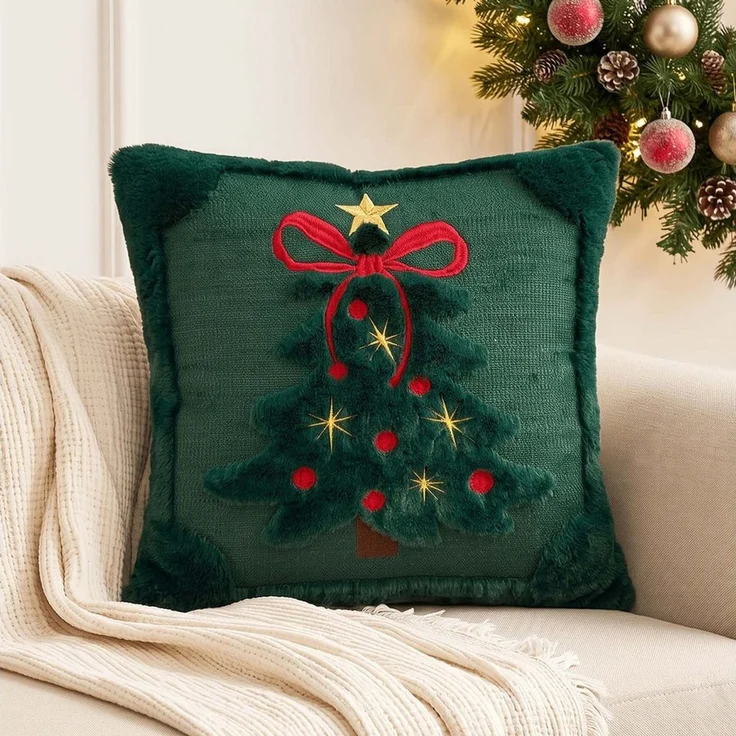 Bomiclss Kissenbezug 2er-Set Weihnachtsdeko Kissenbezug 45x45 cm, (2 Stück) – Bild 4