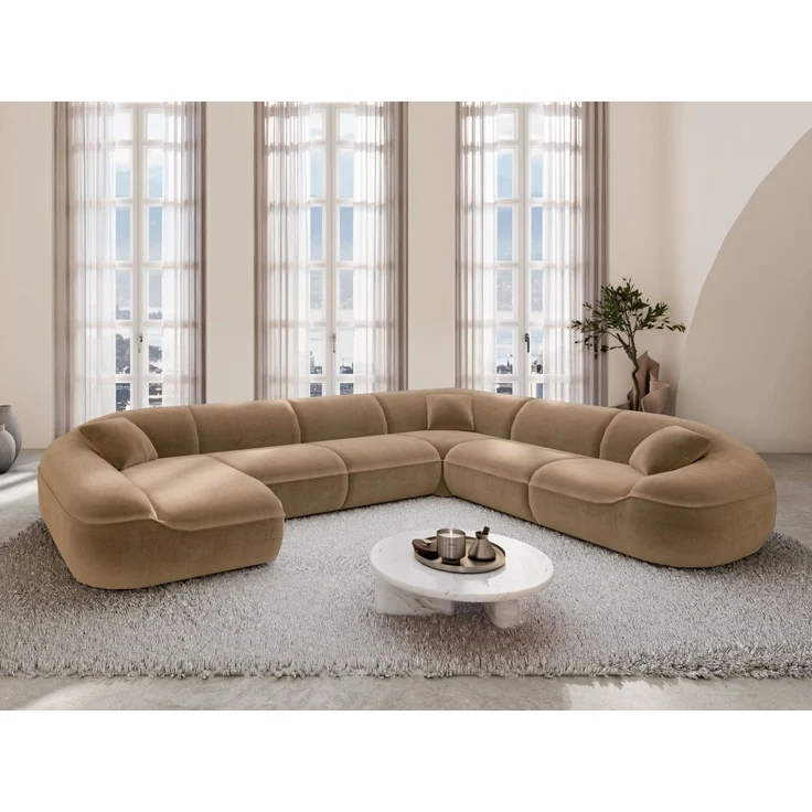 Polster Wohnlandschaft Solmare XXL U-Form - Samtstoff - Braun - Links – Bild 2