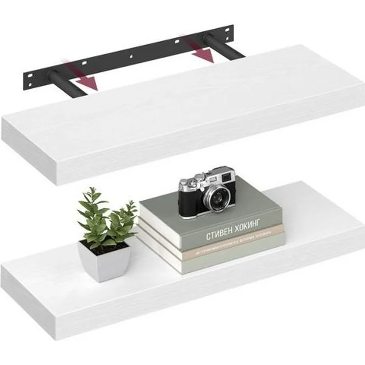 VASAGLE Wandregal, Schweberegal, 20 x 60 x 3,8 cm, für Bilderrahmen, schneeweiß – Bild 1