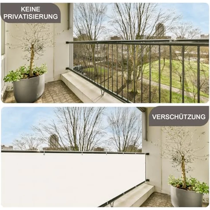 SUNNY GUARD Balkon Sichtschutz Wetterfest 90x600cm Balkonverkleidung Balkonabdeckung Balkonumspannung UV-Schutz Windschutz mit Kabelbinder,Creme – Bild 6