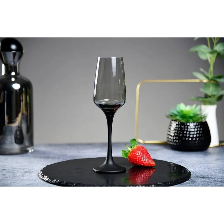 6 Sektgläser 210ml mit schwarzem Stiel Champagner Sektkelche Sektglas Proseccogläser Prosecco – Bild 3
