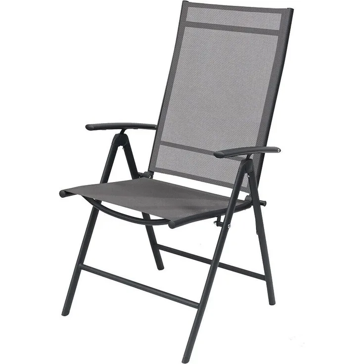 Garten Klappstuhl Hochlehner Metall - Textilen Anthrazit 7 Positionen