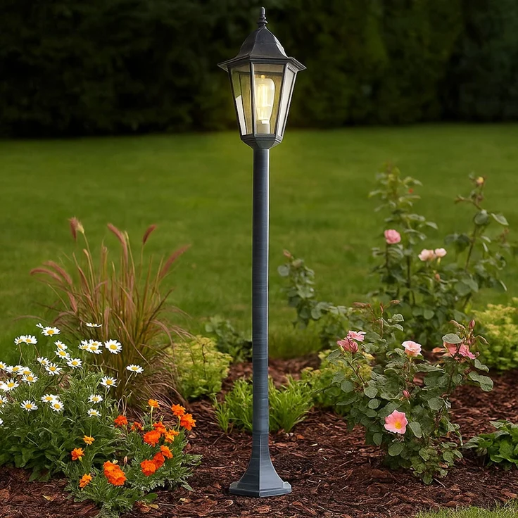 LED Stehleuchte, Laterne, grün-schwarz, Glas, H 120 cm – Bild 4