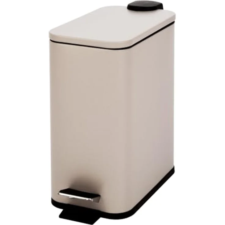 SVITA Mülleimer ST5, 5L Kosmetikeimer aus pulverbeschichtetem Stahl, Softclose Deckel, Tretpedal, taupe beige – Bild 5
