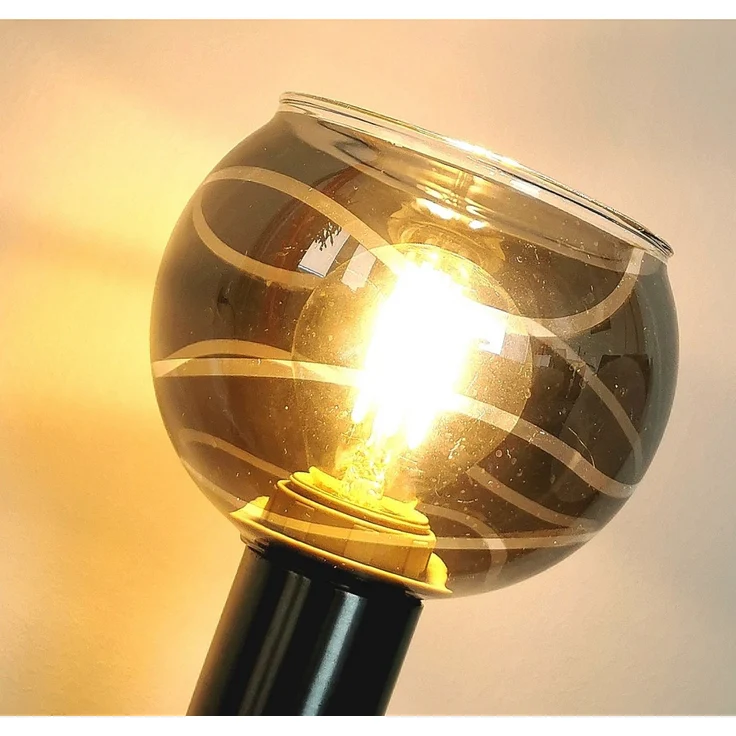 TRANGO LED Deckenleuchte, 2-flammig 1010-28SD Deckenstrahler WOW inkl. 2x 3-Stufen dimmbar LED Leuchtmittel 3000K warmweiß I Deckenlampe in Edelstahl-Optik mit Design rauchigen Glaslampenschirmen, Deckenstrahler, Wohnzimmer Lampe, Spots schwenkbar – Bild 3