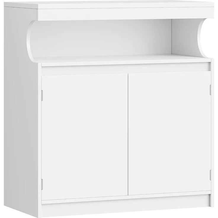 Sideboard, Küchenschrank mit 2 Türen, Buffetschrank mit Offener Fläche, Aufbewahrungsmöbel, verstellbare Einlegeböden, Küche, Wohnzimmer, 40 x 80 x 85 cm, Weiß – Bild 8