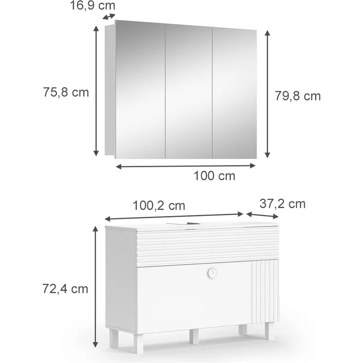 Badmöbel-Set Sola Weiß 2-teilig Vicco – Bild 3