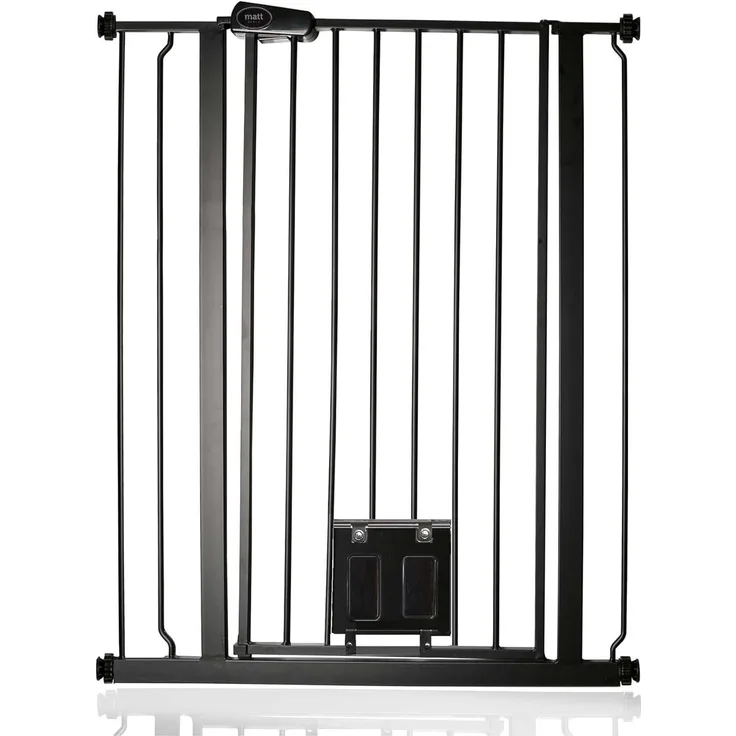 Bettacare Haustier-Tor mit Cat Flap effektive Barriere für Haustiere, Schwarz, 81. 4cm - 89cm