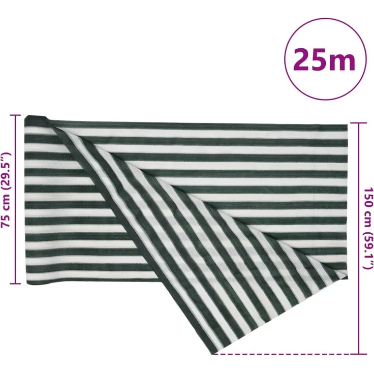 vidaXL Zaunblende Grün und Weiß 1,5x25 m HDPE 150 g/m² 4003732 – Bild 7