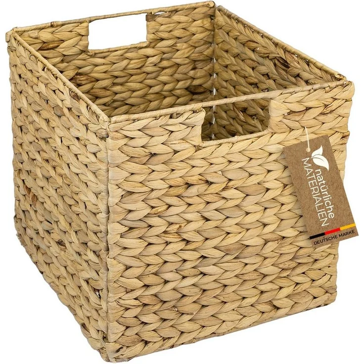 HMF Regalkorb Aufbewahrungskorb passend für KALLAX Regal, Korb geflochten aus, Wasserhyazinthe mit Griffen, 32 x 34,5 x 32 cm, Natur – Bild 5