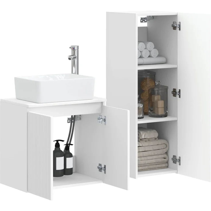vidaXL Badezimmerschrank-Set 2 stk. Weiß 33 x 34,5 x 100 cm 3406123 – Bild 3