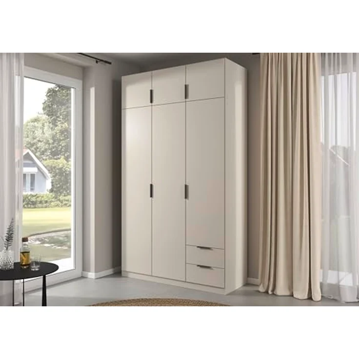 Rauch Möbel Lagoa, Kleiderschrank, Garderobe für Schlafzimmer, Kinderzimmer, Jugendzimmer 6-türig, 2 Schubladen, mit Zubehör Classic, Farbe Beige, Breite 136 – Bild 3