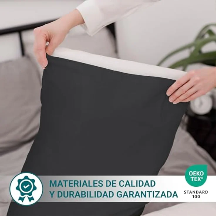 ECOMMERC3 Kissenbezug, 135 cm, extra weich und bequem, schwarzer Kissenbezug, atmungsaktiv, leicht zu waschen, Schwarz – Bild 3