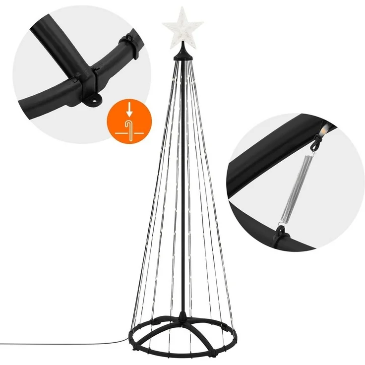 ECD Germany LED Baum LED Weihnachtsbaum Außen mit Sternspitze Lichterpyramide Lichterbaum, 150 cm Weihnachtsdeko Lichterkette mit 154 LED Warmweiß Timer Dimmbar – Bild 3