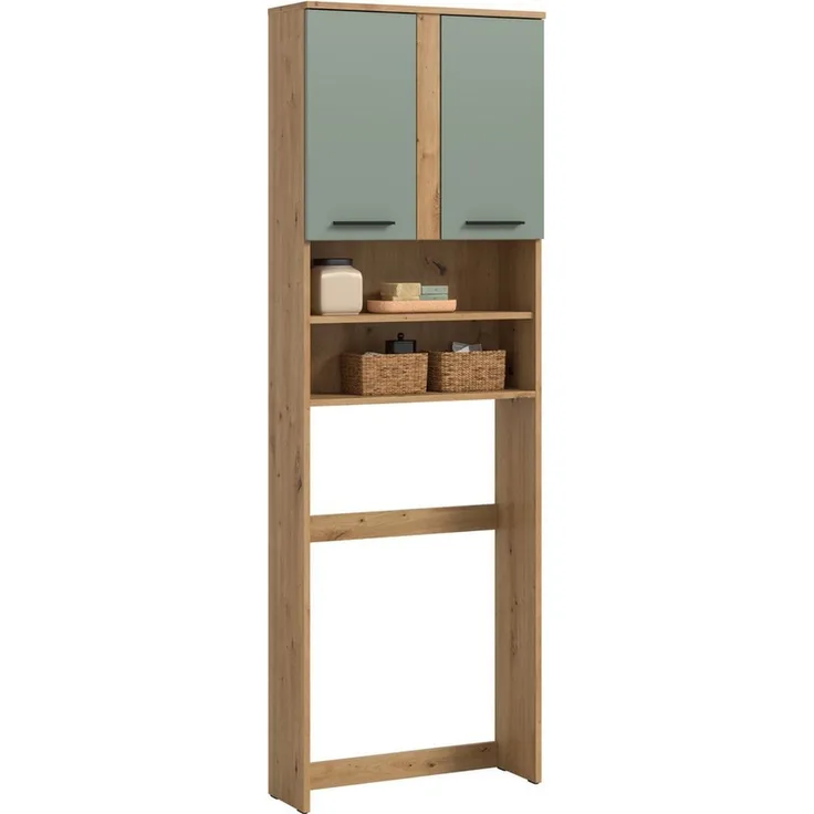 welltime Waschmaschinenumbauschrank LUCCA, Höhe 191cm, 2 Türen, 2 offene Facher (passen für alle gängigen Waschmaschinen und Trockner) Überbauschrank, Umbauschrank, Waschmaschinenschrank, Badschrank