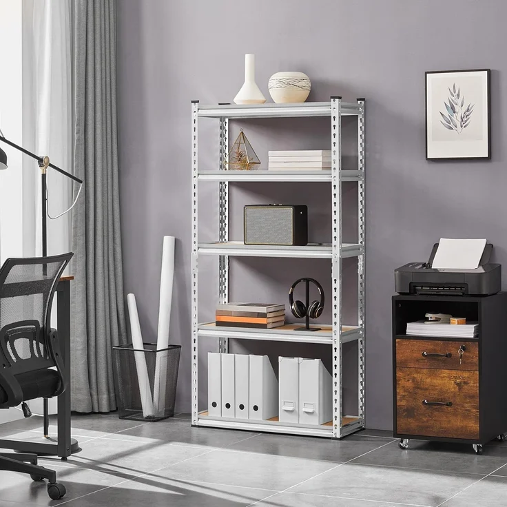 Yaheetech 5-stufiges Lagerregal Schwerlastregal mit verstellbaren Regalböden 75 x 30 x 153 cm Kellerregal Standregal Steckregal je Fach bis 175kg belastbar, Silbern – Bild 7