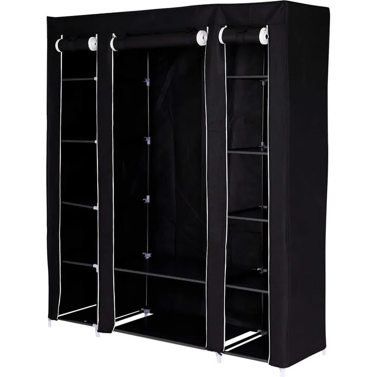 dibea Faltbarer Stoff-Kleiderschrank 175 x 150 x 45 cm, schwarz