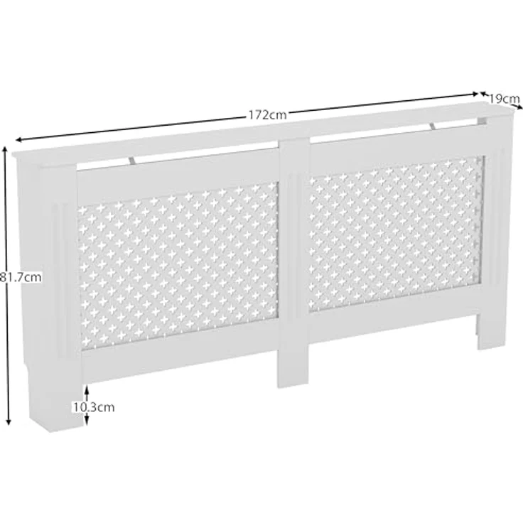Vida Designs Oxford-Heizkörperabdeckung, moderner weißer MDF-Schrank mit Rillen, oberes Regal aus Holz, extra groß – Bild 3