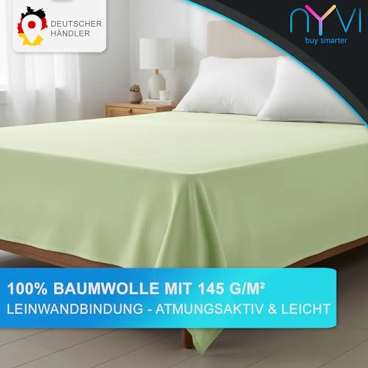 NYVI Linon Deluxe Bettlaken 240x260 cm, 100% atmungsaktive Baumwolle, Oeko-TEX 100, 2er Set, anthrazit – Bild 2