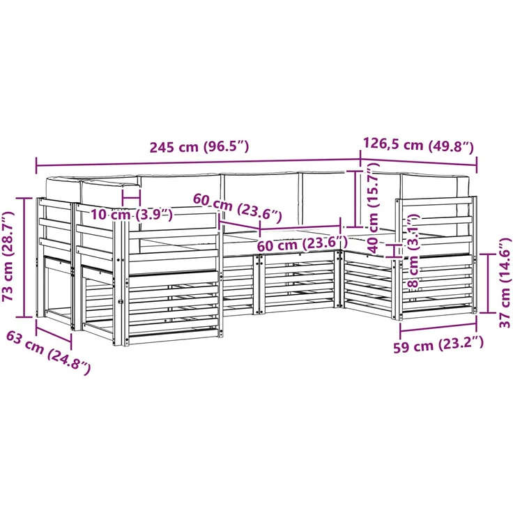 vidaXL Outdoor-Sofagarnitur 6 stk. 6-Sitzer Natur und Creme 3375350 – Bild 9