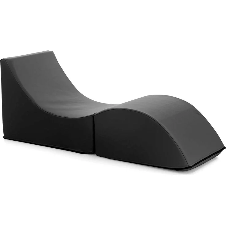Dmora Klappbett Arbil, Pouf umwandelbar in ein Einzelbett, Chaiselongue aus Leder, 100 % Made in Italy, 130 x 50 x 50 cm, Schwarz – Bild 1