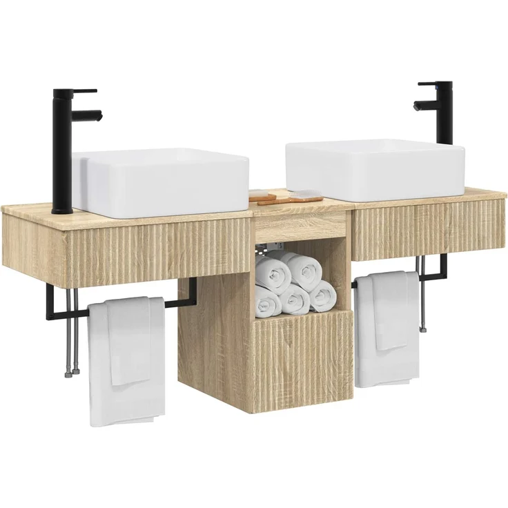 vidaXL Badezimmerschrank-Set 3 stk. Sonoma-Eiche 130 x 41 x 80 cm 3405599 – Bild 3