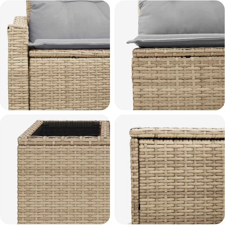 vidaXL Sofa Set 8 stk. Beige und Hellgrau Polyrattan und Stahl 3448231 – Bild 8