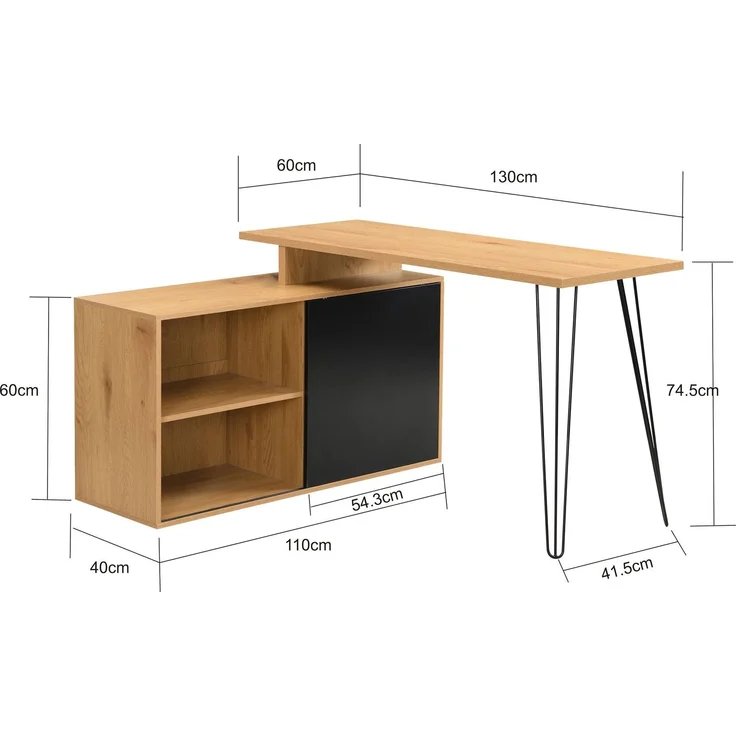 FINEBUY Schreibtisch FB116775 Eckschreibtisch Schreibtischkombination mit Schrank L Form (Moderner Eckschreibtisch im Industrie-Design), Viel Stauraum durch integriertes Sideboard – Bild 3