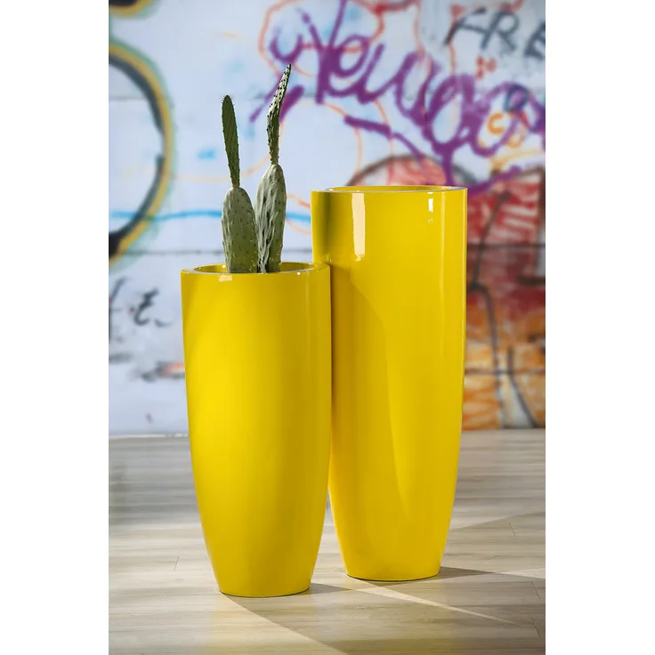 Gilde Pflanzgefäß "Konus" Fiberglas, Kunstharz gelb 89408