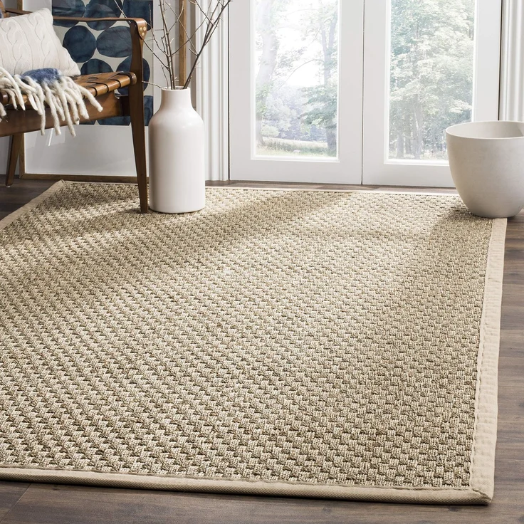 SAFAVIEH Naturfaser Teppich für Wohnzimmer, Esszimmer, Schlafzimmer - Natural Fiber Collection, Kurzer Flor, Natur und Beige, 152 X 244 cm