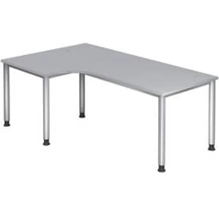 Winkeltisch HS82 4-Fuß / 5-Fuß rund 200x120cm 90° Grau Gestellfarbe: Silber