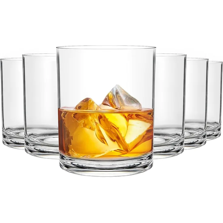 6er Set klassische, bruchsichere Kunststoff-Trinkgläser, Trinker entspannende Zeit drinnen und draußen, unzerbrechlich, wiederverwendbar, BPA-frei, spülmaschinenfest, für Whisky, Wein und Saft