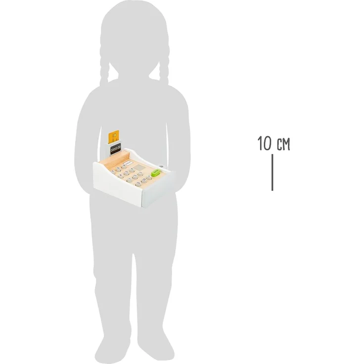 Small Foot 11099 Spielkasse aus Holz, inkl. Scanner, Kartenlesegerät, Spielgeld und Kreditkarten Spielzeug, Mehrfarbig – Bild 5