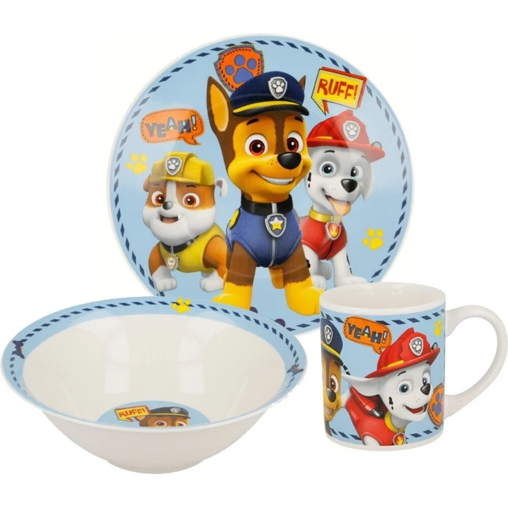 PAW PATROL Kindergeschirr-Set Paw Patrol Boy Icons Porzellan-Geschirrset, Mikrowellengeeignet, spülmaschinenfest – Bild 1