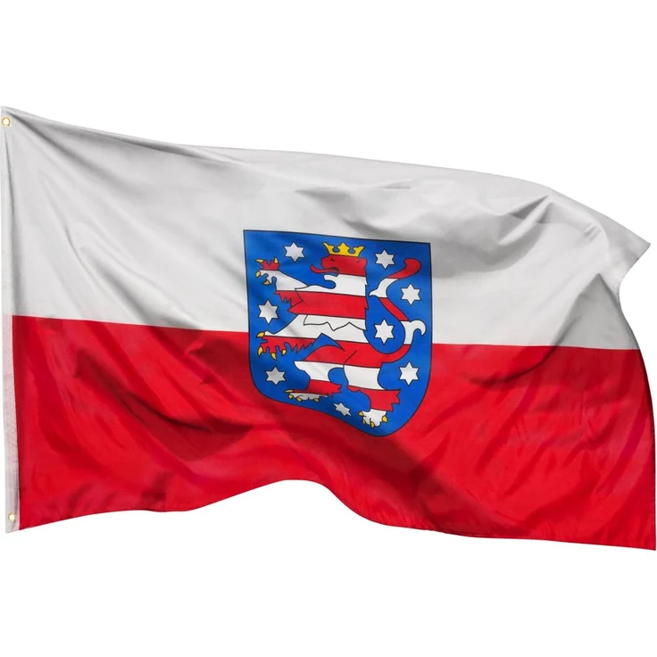 PHENO FLAGS Thüringen Flagge 90x150 cm - wetterbeständige Fahne mit Messingösen, 100% Polyester, robuste Doppelnaht & in lebendigen Farben - ideal für Flaggen-Liebhaber