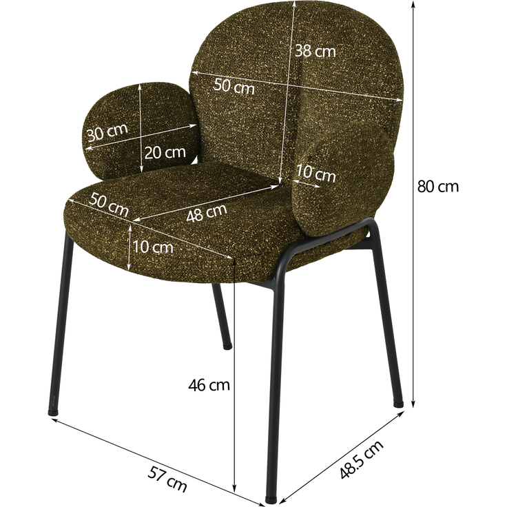 GOEURVANT 1235 Esszimmerstühle 4er-Set mit Armlehnen, Polsterstühle, Bouclé - Olivgrün – Bild 6