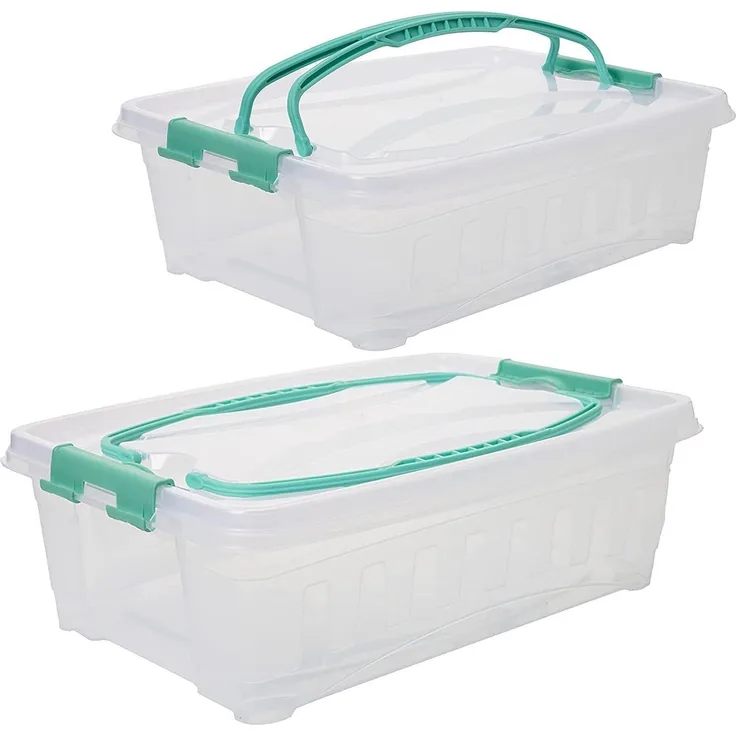 Centi Kuchentransportbox Transportbox Rechteckig, Cupcake Transportbox, Muffin Transportbox, Kunststoff, (Set, 2-tlg, 38L x 27B x 13,5H cm ca. 9L), mit Hebeeinsatz und Tragegriffen, Blechkuchen transportbox
