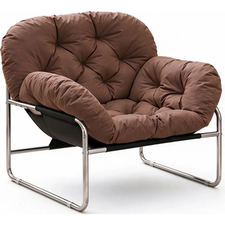 PEALOV Relaxsessel mit Armlehnen, Loungesessel aus Kunstleder mit Metallgestell, Weiß (1-St), für Wohnzimmer und Büro, 79,5 x 74 x 66 cm – Bild 3