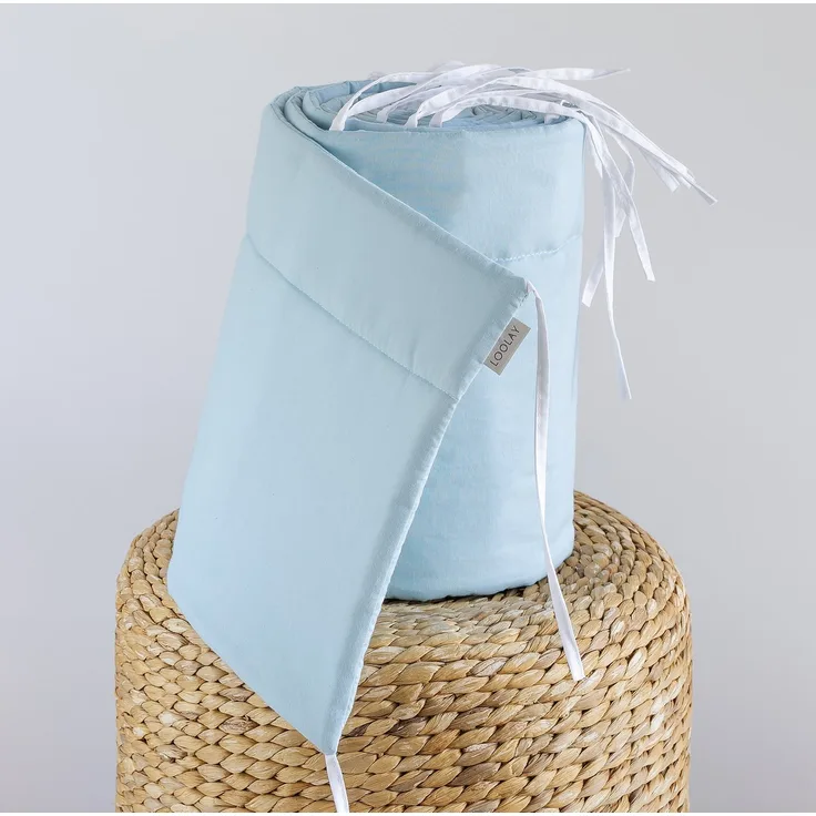 Loolay Bettnestchen HELLBLAU Blau Baumwolle Atmungsaktives Babybett Nestchen BETTUMRANDUNG, (Himmelblau GESCHENK Ausstattung für Neugeborene Babybett 140x70 o. 120x60 cm mit Sprossen, Umrandung Kopfschutz Bett Schutz Bettschlange 420, 360, 210, 180x30c...