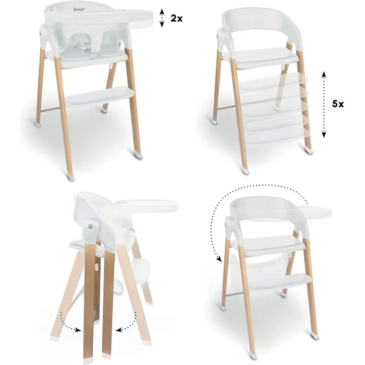 BabyGO Levels Hochstuhl-Set Kinderhochstuhl weiß mit Bouncer – Bild 8