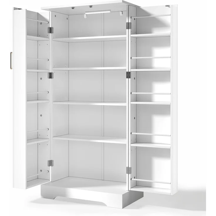 Abrihome Küchenschrank mit LED, Doppeltür und Kippschutzvorrichtung, Weiß, 128x35x60 cm – Bild 7