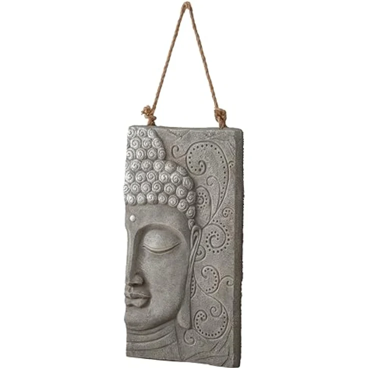 K&L Wall Art Wanddekoobjekt Buddha Wandskulptur Steinoptik asiatische Feng Shui Deko 3D Wandfigur (Buddha Wandbild), mit Seilaufhängung – Bild 9