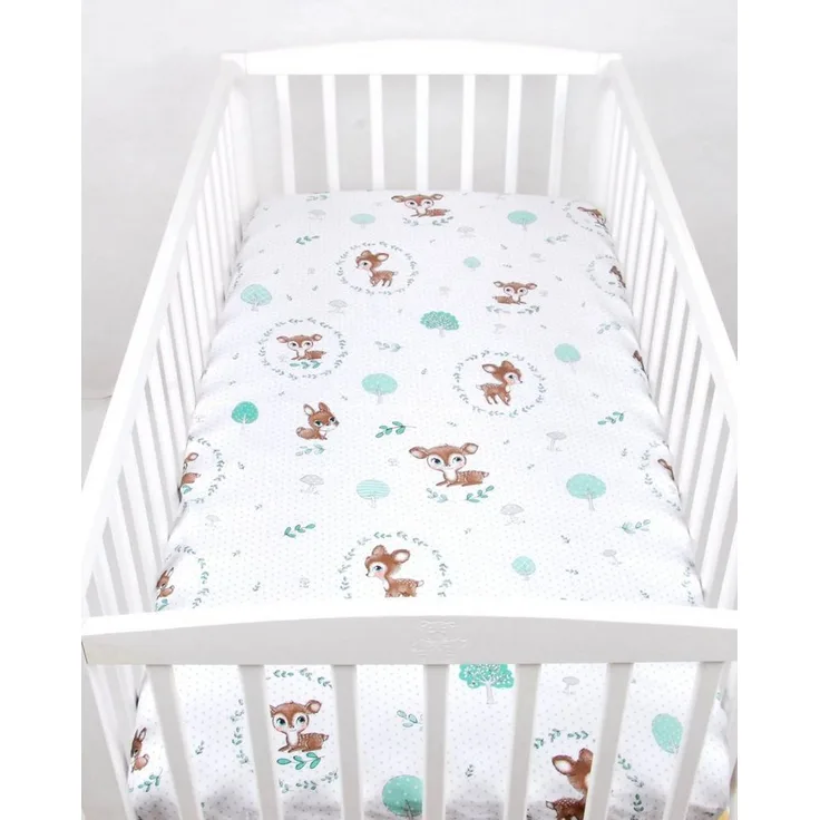 BABYLUX Spannbetttuch 60 x 120 cm Baby SPANNBETTLAKEN Baumwolle 120. Wald Reh