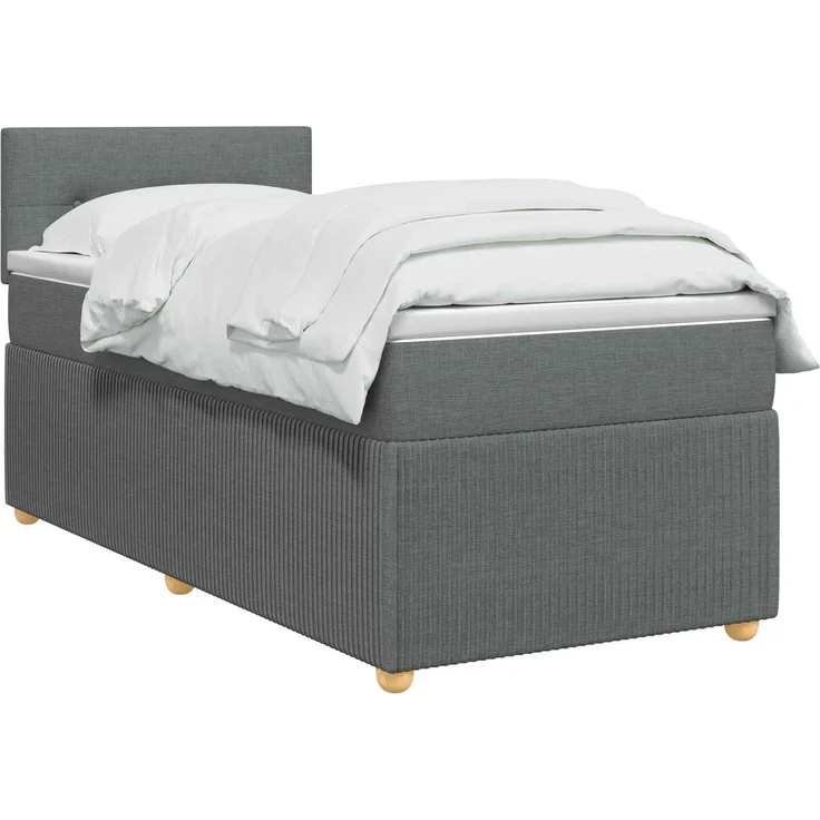vidaXL Boxspringbett mit Matratze Dunkelgrau 100 x 200 cm Stoff 3451399 – Bild 3