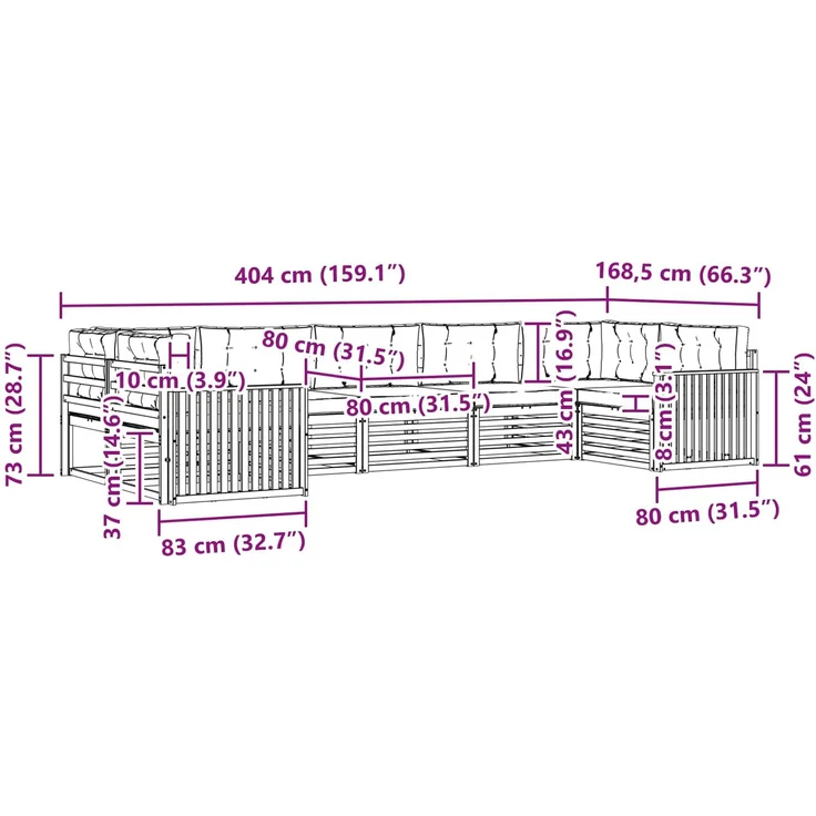 vidaXL Outdoor-Sofagarnitur 7 stk. 7-Sitzer Weiß und Anthrazit 3391082 – Bild 9