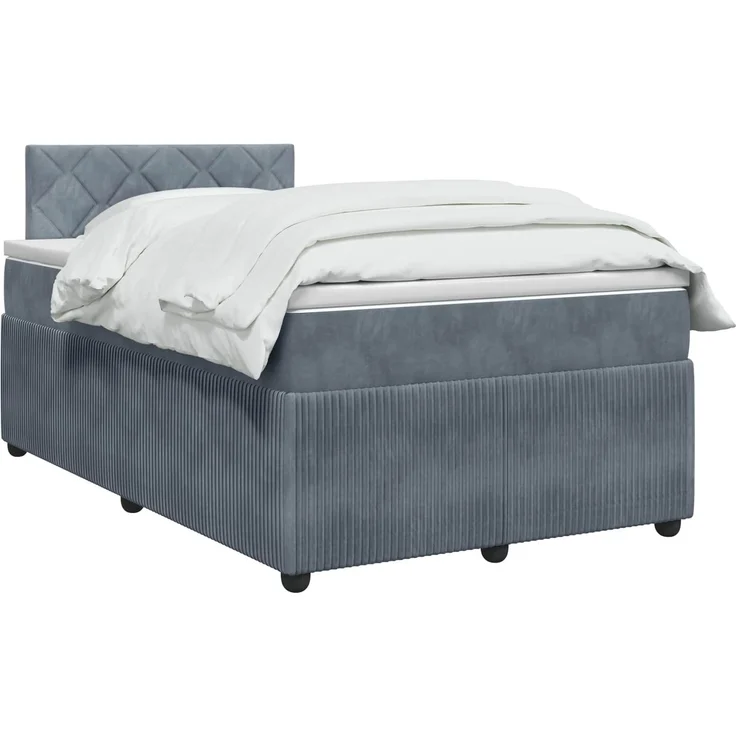 vidaXL Boxspringbett mit Matratze Dunkelgrau 120 x 190 cm Samt 3451644 – Bild 3