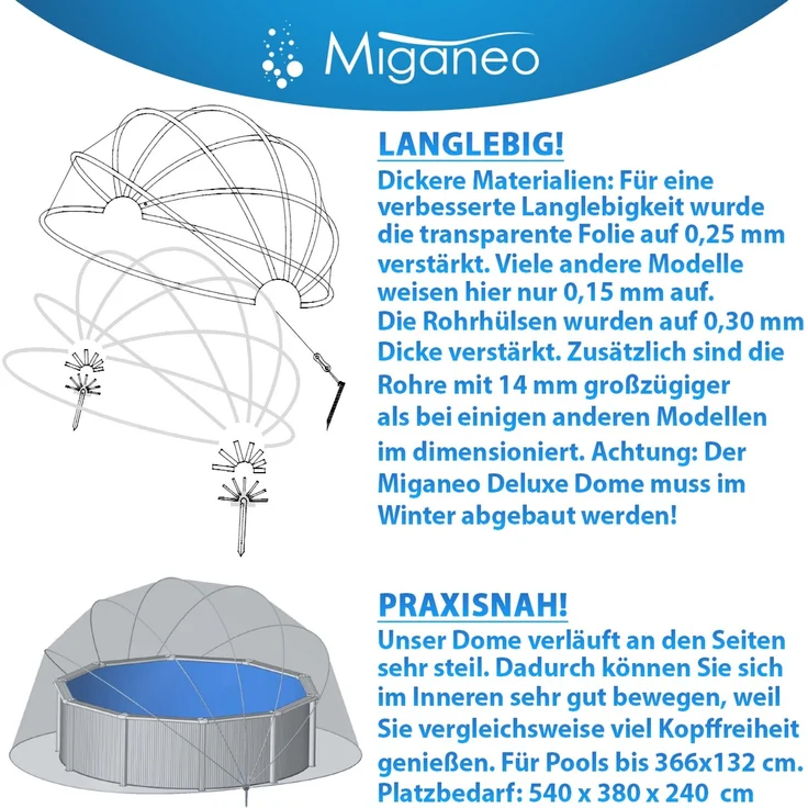 Miganeo Deluxe Cabrio Dome für Pools bis 366x132 cm | 240 cm hoch – Bild 3
