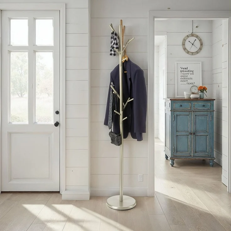 IDIMEX Kleiderständer ZENO, Garderobenständer mit 6 Haken aus Metall Flur Champagner – Bild 5