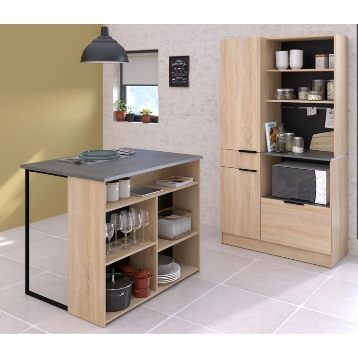 Buffet >Fumay 2< (2-teilig) Buffet 100x186x45cm, Theke 109x90x80cm, Eiche Dekor – Bild 2